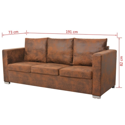 Sofa Set 2 Pieces Artificial Suede Leather - Image 6