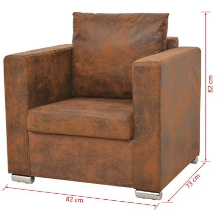 Sofa Set 3 Pieces Artificial Suede Leather - Image 5