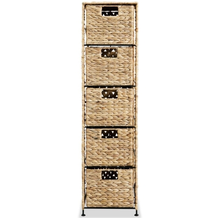 Storage Unit with 5 Baskets 25.5x37x100 cm Water Hyacinth - Image 2