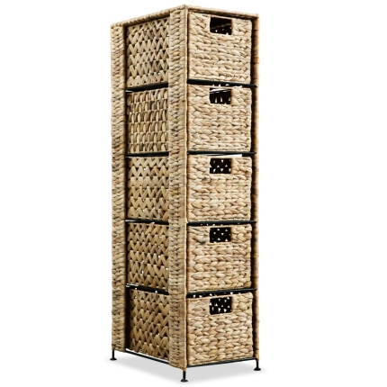 Storage Unit with 5 Baskets 25.5x37x100 cm Water Hyacinth - Image 4