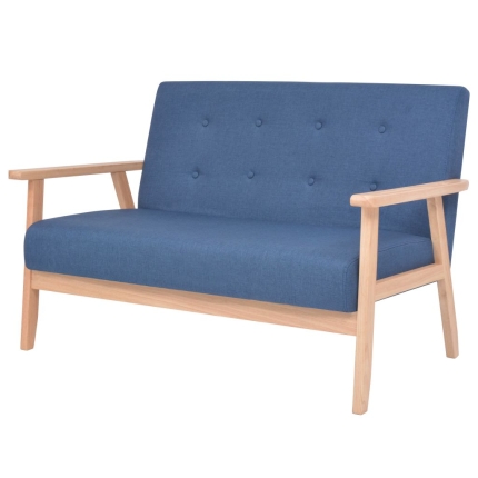 Sofa Set 2 Pieces Fabric Blue - Image 3