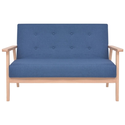 Sofa Set 2 Pieces Fabric Blue - Image 4