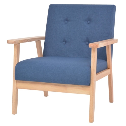 Sofa Set 2 Pieces Fabric Blue - Image 5