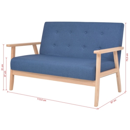 Sofa Set 2 Pieces Fabric Blue - Image 8