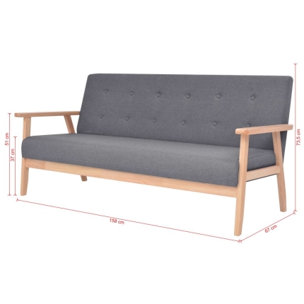 Sofa Set 3 Pieces Fabric Dark Grey - Image 11
