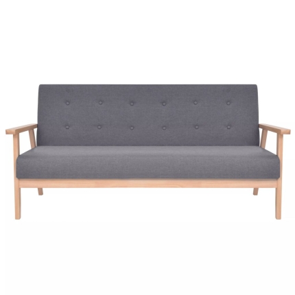 Sofa Set 3 Pieces Fabric Dark Grey - Image 4