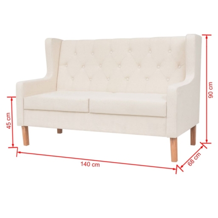 Sofa Set 2 Pieces Fabric Cream White - Image 11