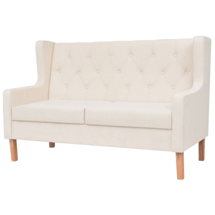 Sofa Set 2 Pieces Fabric Cream White - Image 3