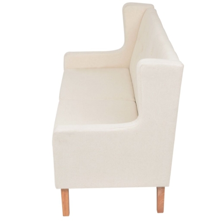 Sofa Set 2 Pieces Fabric Cream White - Image 5