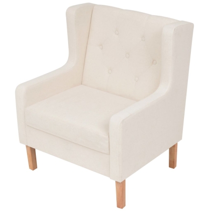 Sofa Set 2 Pieces Fabric Cream White - Image 7