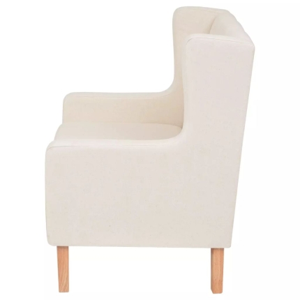 Sofa Set 3 Pieces Fabric Cream White - Image 11