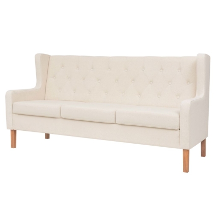 Sofa Set 3 Pieces Fabric Cream White - Image 3