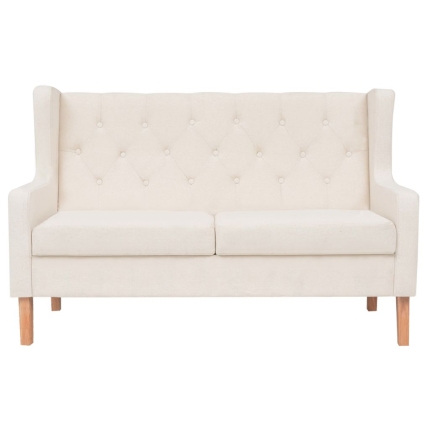 Sofa Set 3 Pieces Fabric Cream White - Image 4