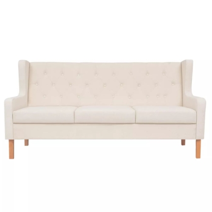 Sofa Set 3 Pieces Fabric Cream White - Image 7