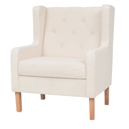 Sofa Set 3 Pieces Fabric Cream White - Image 9
