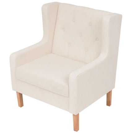 Sofa Set 3 Pieces Fabric Cream White - Image 10