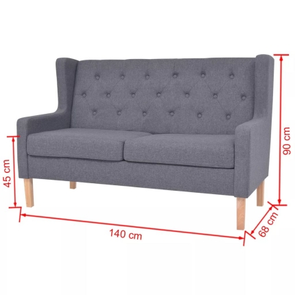 Sofa Set 2 Pieces Fabric Grey - Image 11