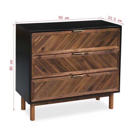 Chest of Drawers Solid Acacia Wood 90x33.5x80 cm - Image 9