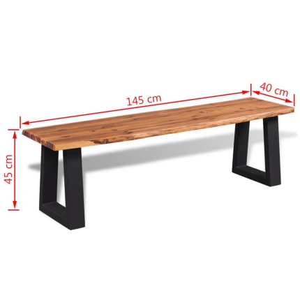 Bench Solid Acacia Wood 145 cm - Image 6