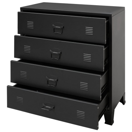Chest of Drawers Metal Industrial Style 78x40x93 cm Black - Image 3