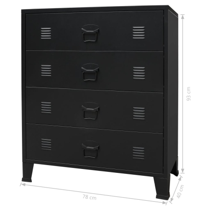 Chest of Drawers Metal Industrial Style 78x40x93 cm Black - Image 9