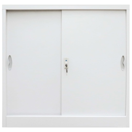 Office Cabinet with Sliding Doors Metal 90x40x90 cm Grey - Image 4