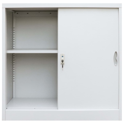 Office Cabinet with Sliding Doors Metal 90x40x90 cm Grey - Image 6