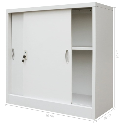 Office Cabinet with Sliding Doors Metal 90x40x90 cm Grey - Image 10