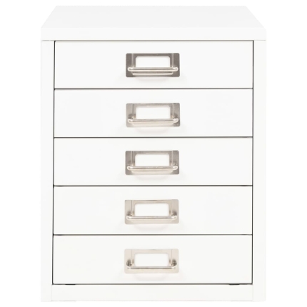 Filing Cabinet with 5 Drawers Metal 28x35x35 cm White - Image 2
