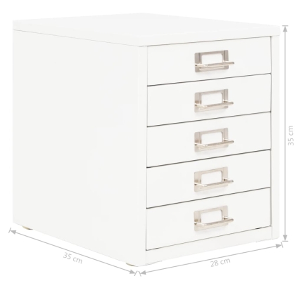 Filing Cabinet with 5 Drawers Metal 28x35x35 cm White - Image 9