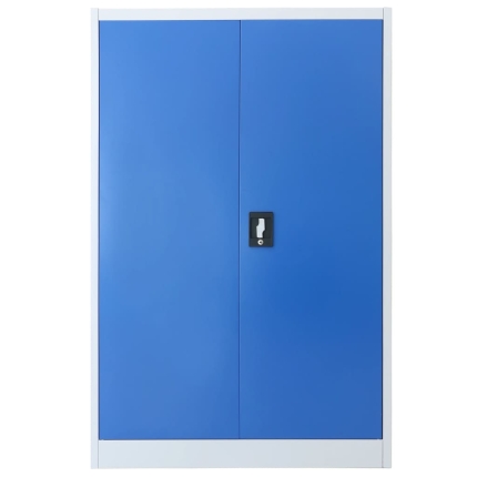 Office Cabinet Metal 90x40x140 cm Grey and Blue - Image 4