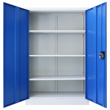 Office Cabinet Metal 90x40x140 cm Grey and Blue - Image 5