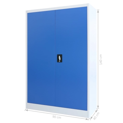 Office Cabinet Metal 90x40x140 cm Grey and Blue - Image 8