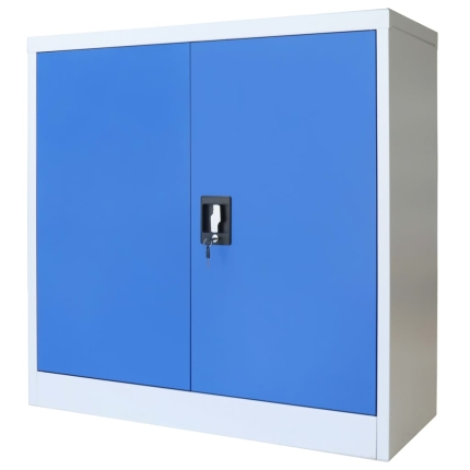 Office Cabinet Metal  90x40x90 cm Grey and Blue - Image 3