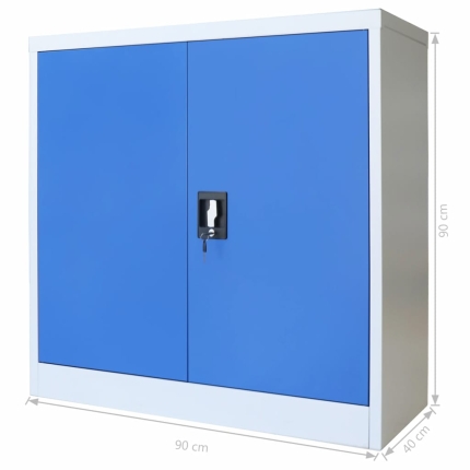 Office Cabinet Metal  90x40x90 cm Grey and Blue - Image 8