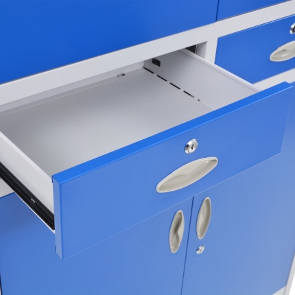 Office Cabinet with 4 Doors Metal 90x40x180 cm Grey and Blue - Image 8