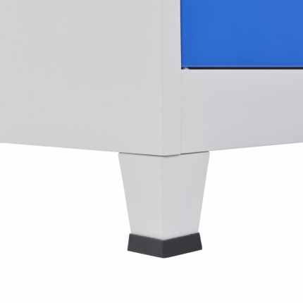 Office Cabinet with 4 Doors Metal 90x40x180 cm Grey and Blue - Image 9