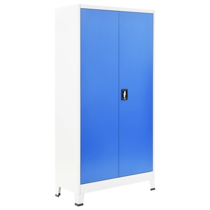 Locker Cabinet with 2 Doors Metal 90x40x180 cm Grey and Blue - Image 3