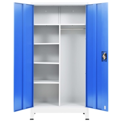 Locker Cabinet with 2 Doors Metal 90x40x180 cm Grey and Blue - Image 5