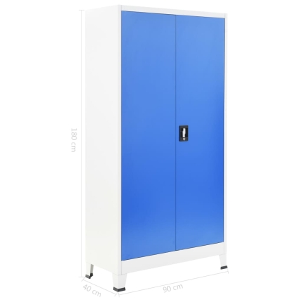 Locker Cabinet with 2 Doors Metal 90x40x180 cm Grey and Blue - Image 8