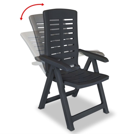 Reclining Garden Chairs 2 pcs Plastic Anthracite - Image 2