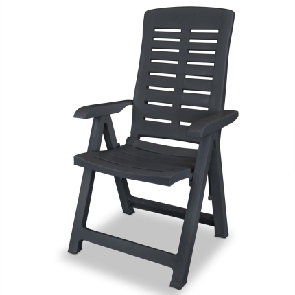 Reclining Garden Chairs 2 pcs Plastic Anthracite - Image 3