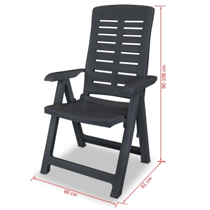 Reclining Garden Chairs 2 pcs Plastic Anthracite - Image 8