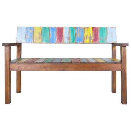 Bench Solid Reclaimed Boat Wood 125x51x80 cm - Image 2