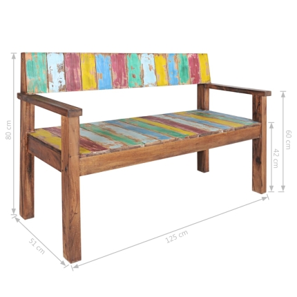 Bench Solid Reclaimed Boat Wood 125x51x80 cm - Image 11