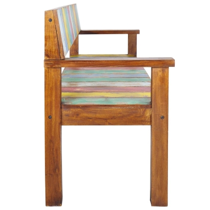 Bench Solid Reclaimed Boat Wood 125x51x80 cm - Image 3