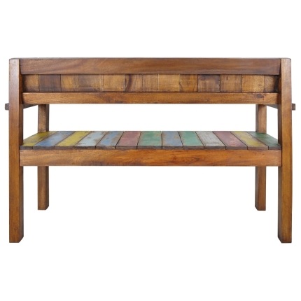 Bench Solid Reclaimed Boat Wood 125x51x80 cm - Image 4