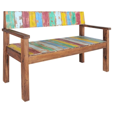 Bench Solid Reclaimed Boat Wood 125x51x80 cm - Image 7