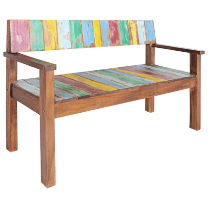 Bench Solid Reclaimed Boat Wood 125x51x80 cm - Image 8