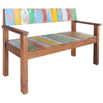 Bench Solid Reclaimed Boat Wood 125x51x80 cm - Image 9